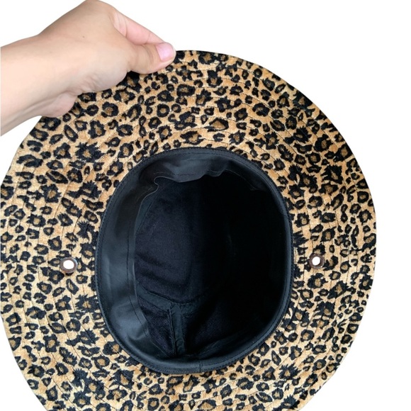 Leopard Print Wide Brim Hat - Picture 3 of 6